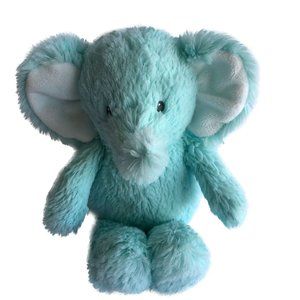 Carter's Baby Blue Elephant Plush with White Ears Stuffed 10"  2017